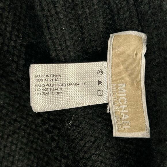 Michael Kors Black Knit Scarf Rhinestone Logo Winter Wrap - Picture 2 of 3